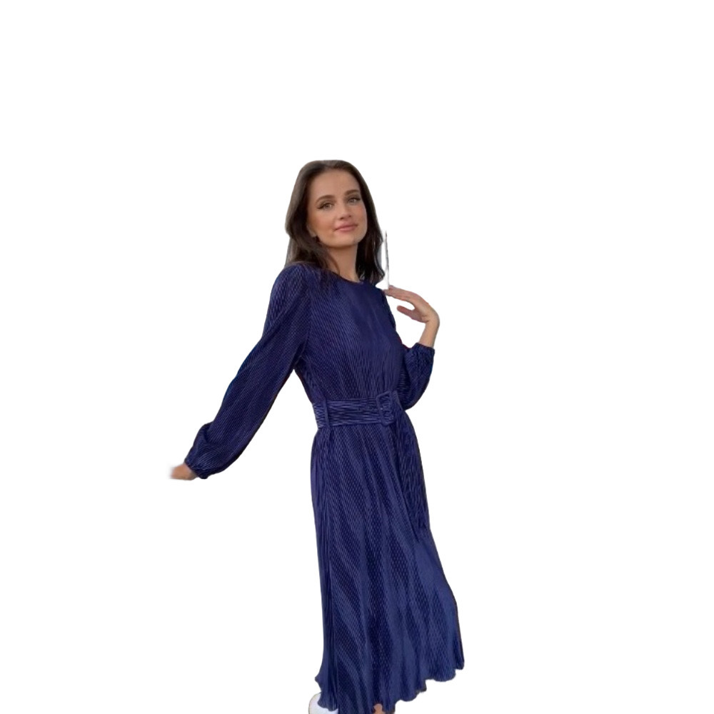 NEW GRACE KARIN Textured Crewneck Dress Long Sleeve Midi Dress NO BELT XL